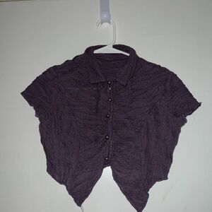 SHEIN Textured Button Down Shirt in Deep Purple
